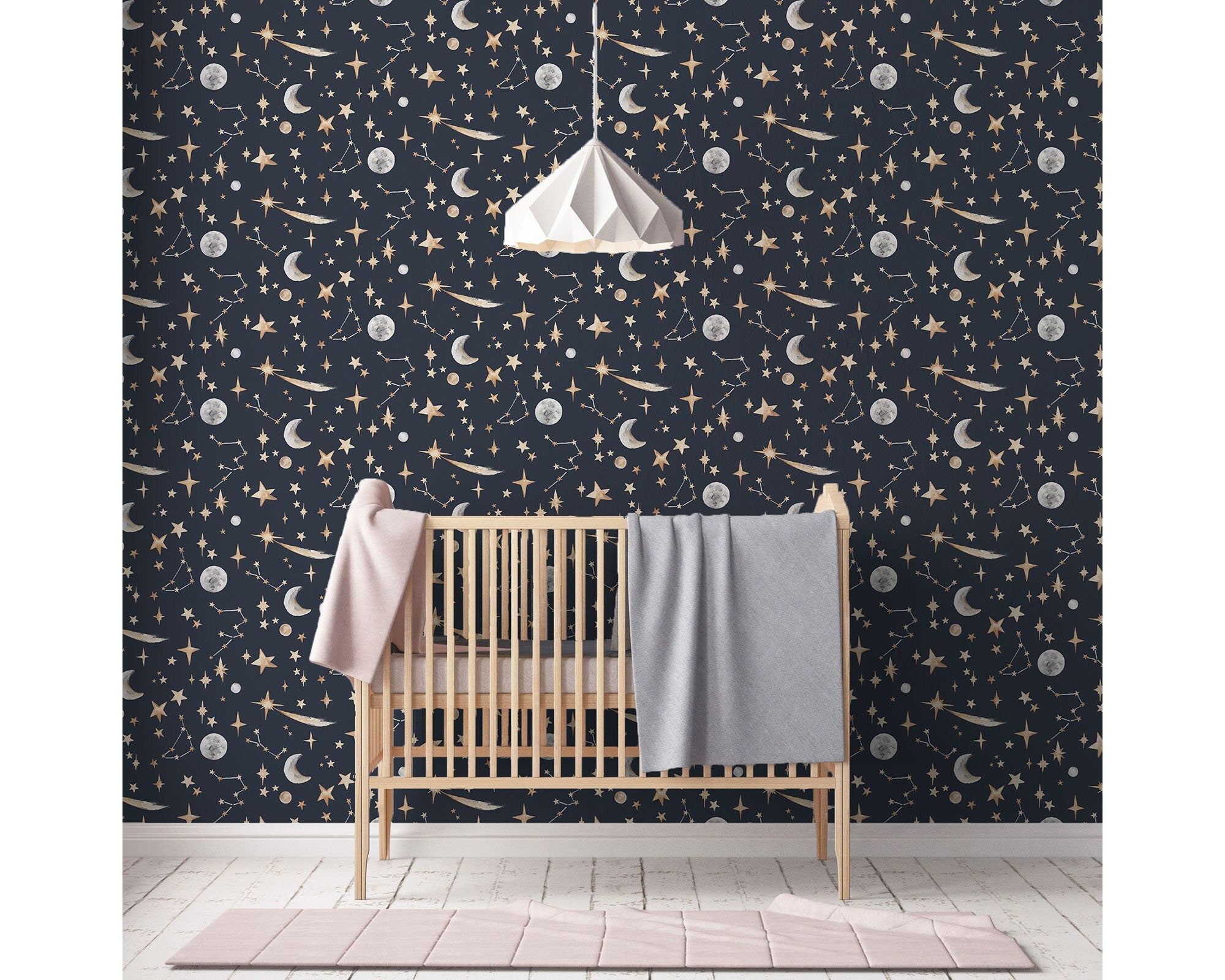 Moon and Stars Children's Wallpaper