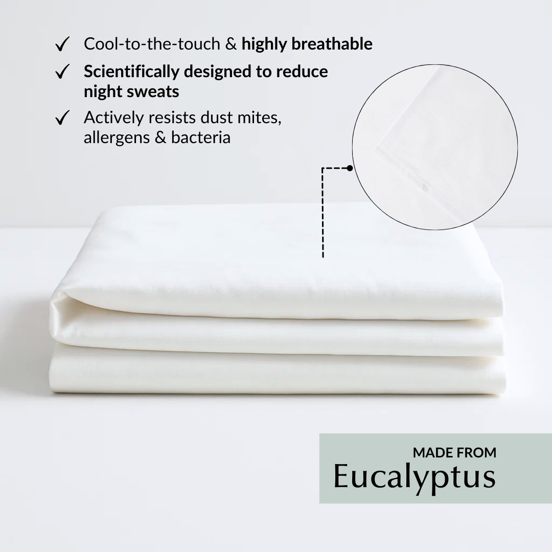 Cool and Comfy Eucalyptus Silk Flat Sheet in White