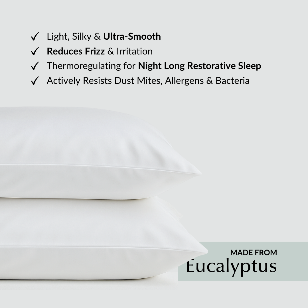 Cool and Comfy Eucalyptus Silk Pillowcase Pair in White