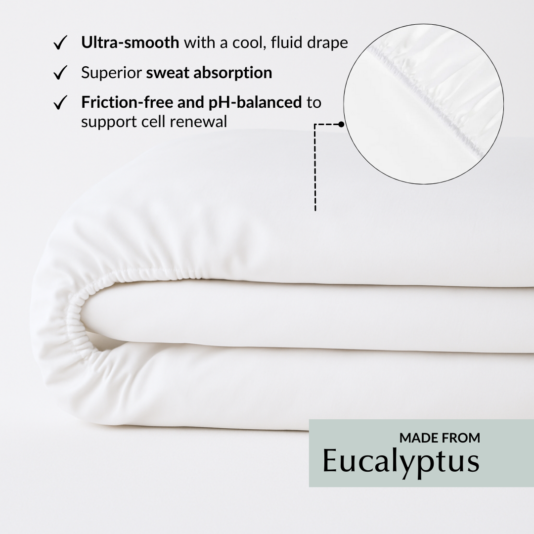 Cool and Comfy Eucalyptus Silk Fitted Sheet in White