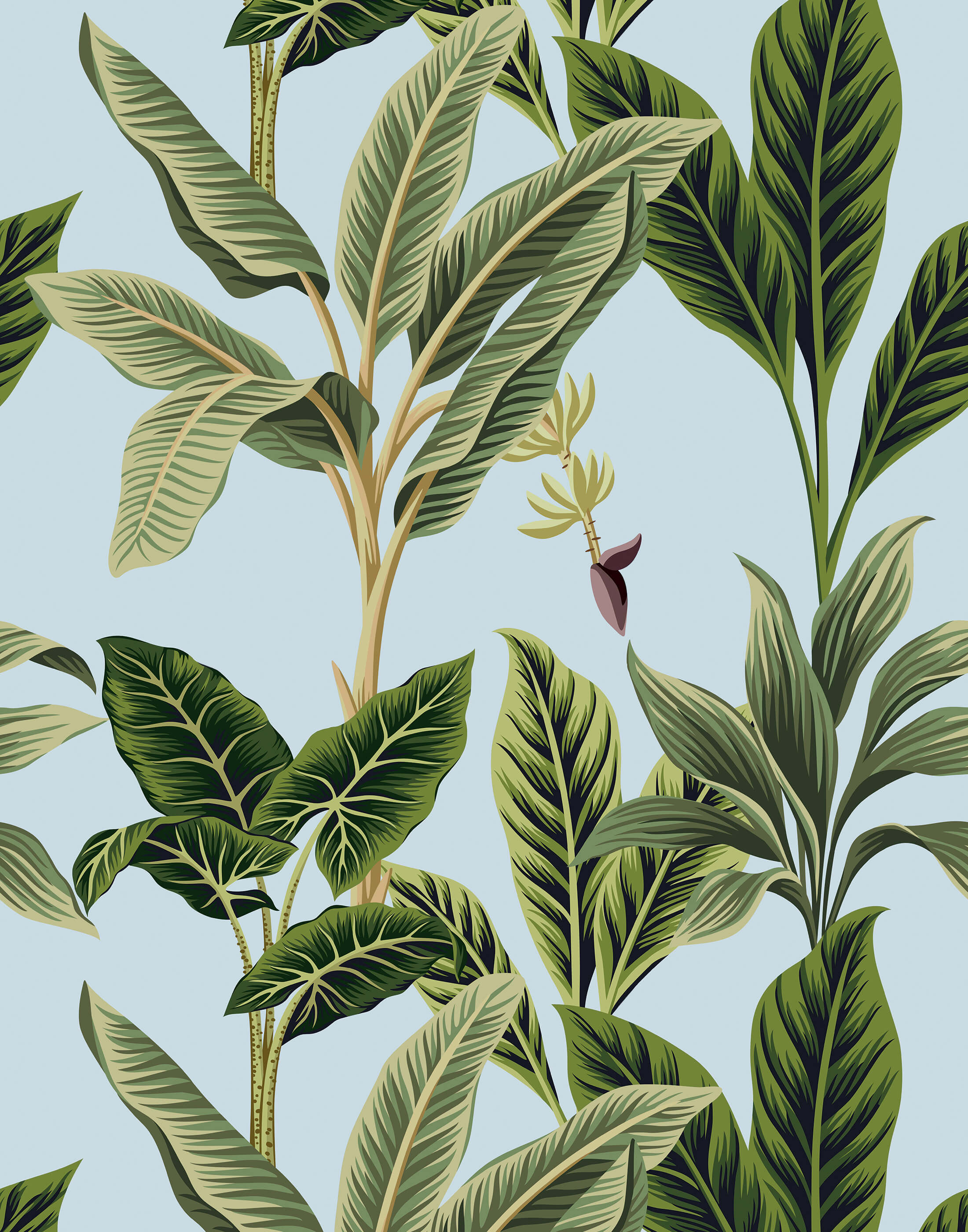 Flora Vintage Tropical Leaves Wallpaper