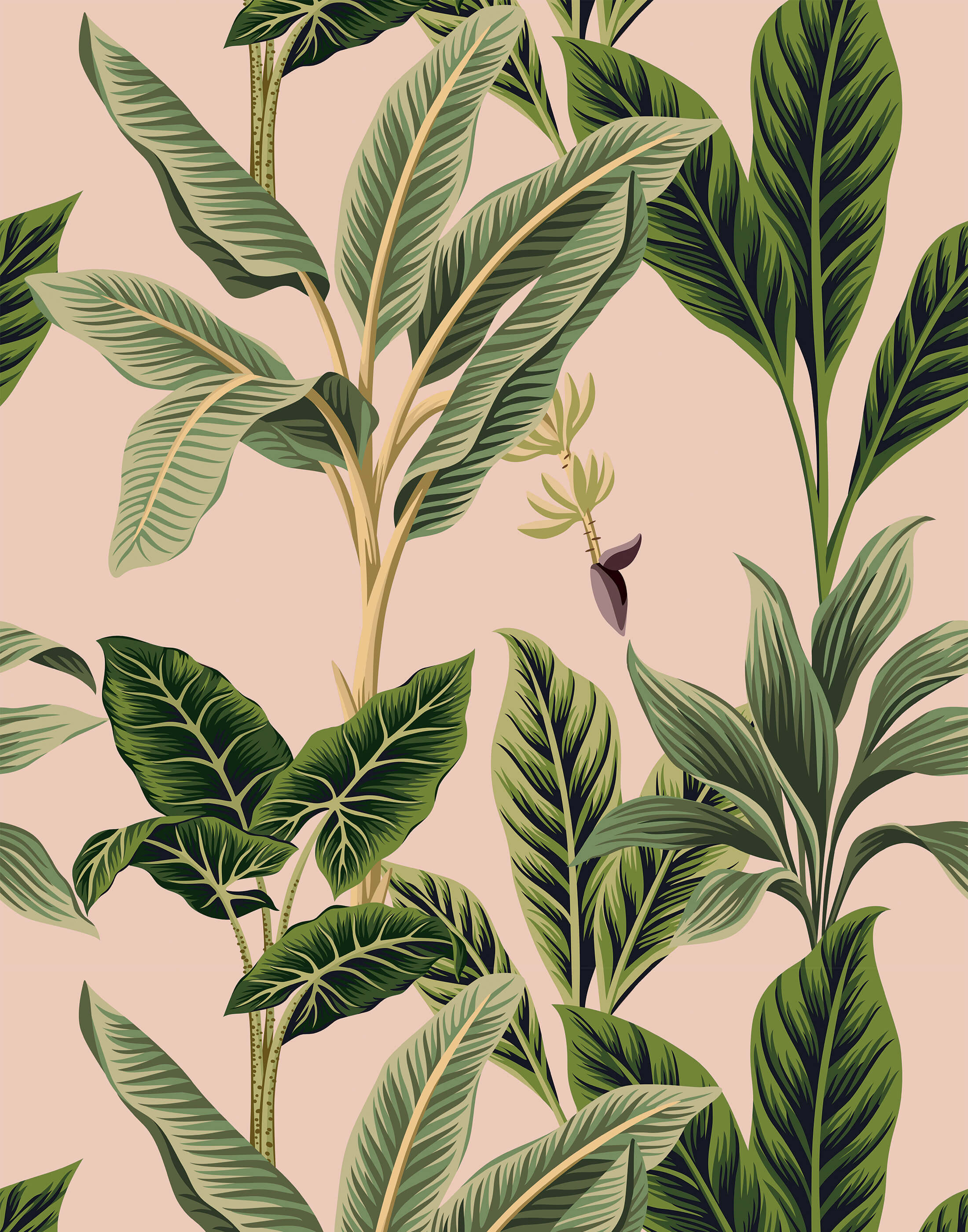 Flora Vintage Tropical Leaves Wallpaper