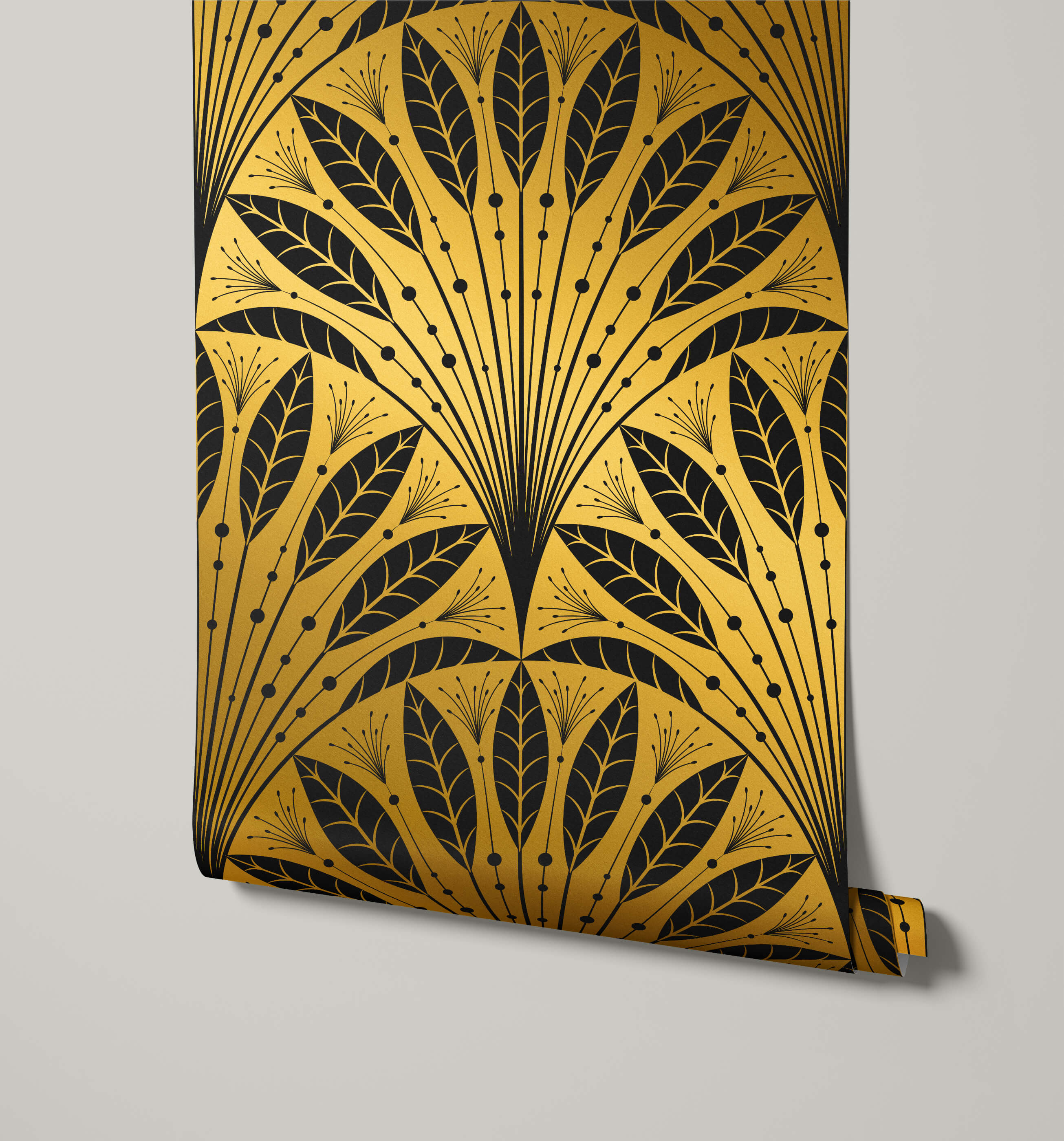 Frond Art Deco Leaf Fan Wallpaper