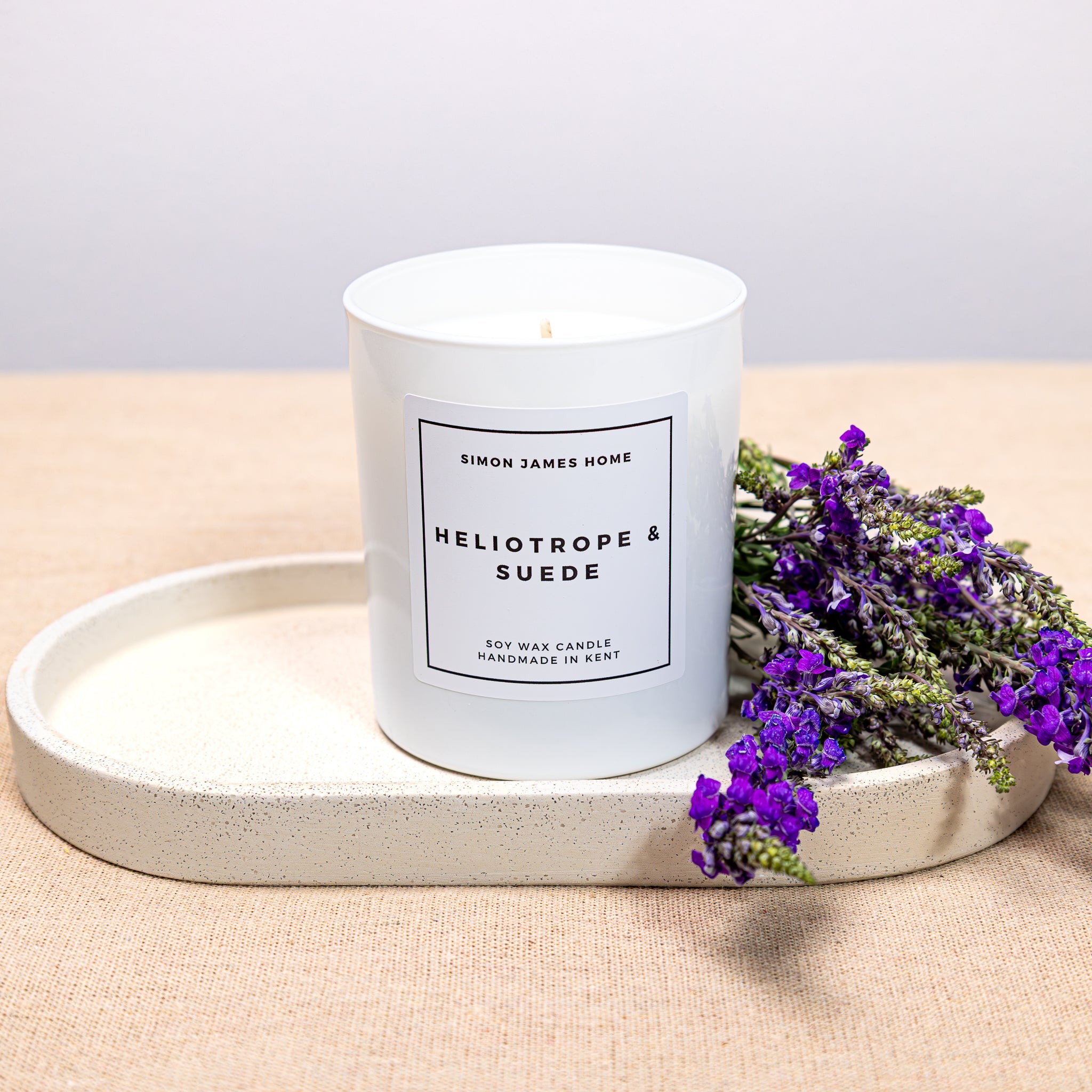 Heliotrope and Suede Handmade Soy Wax Candle