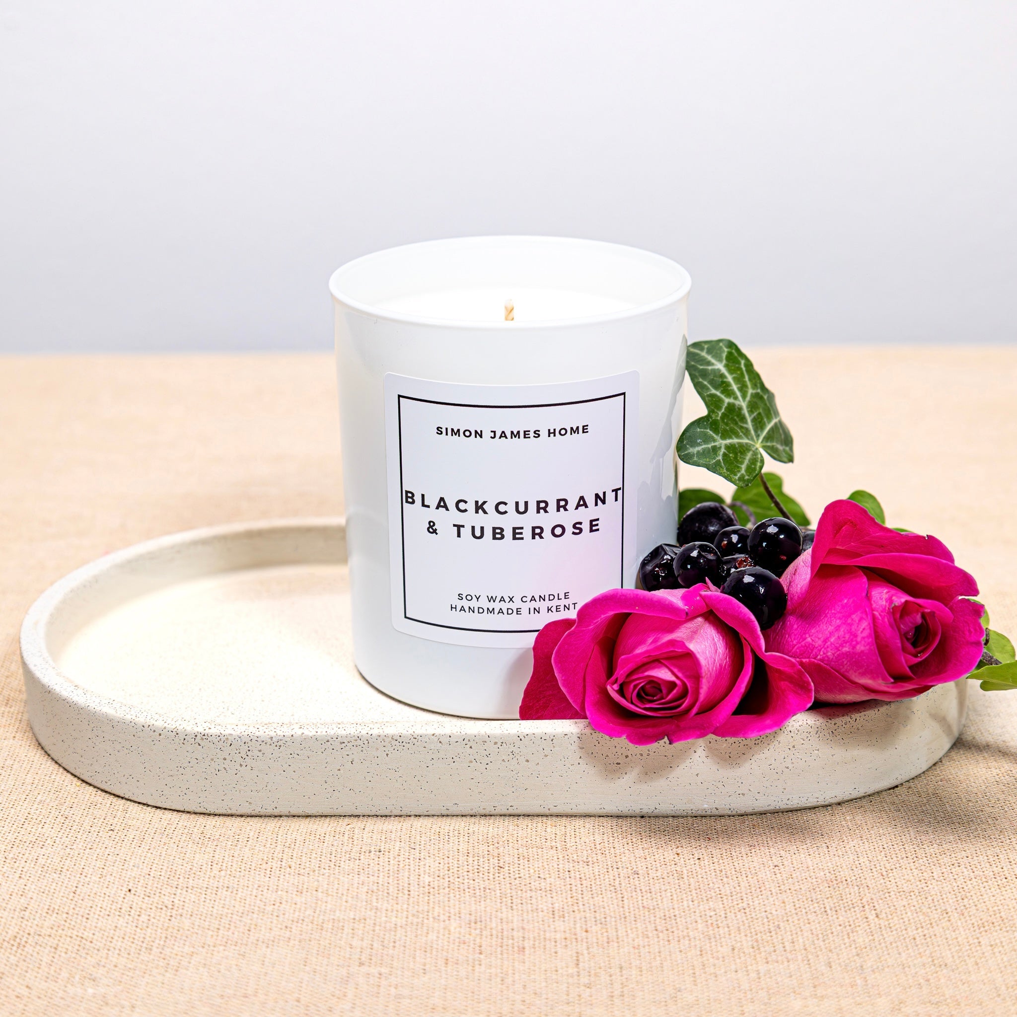 Blackcurrant and Tuberose Handmade Soy Wax Candle