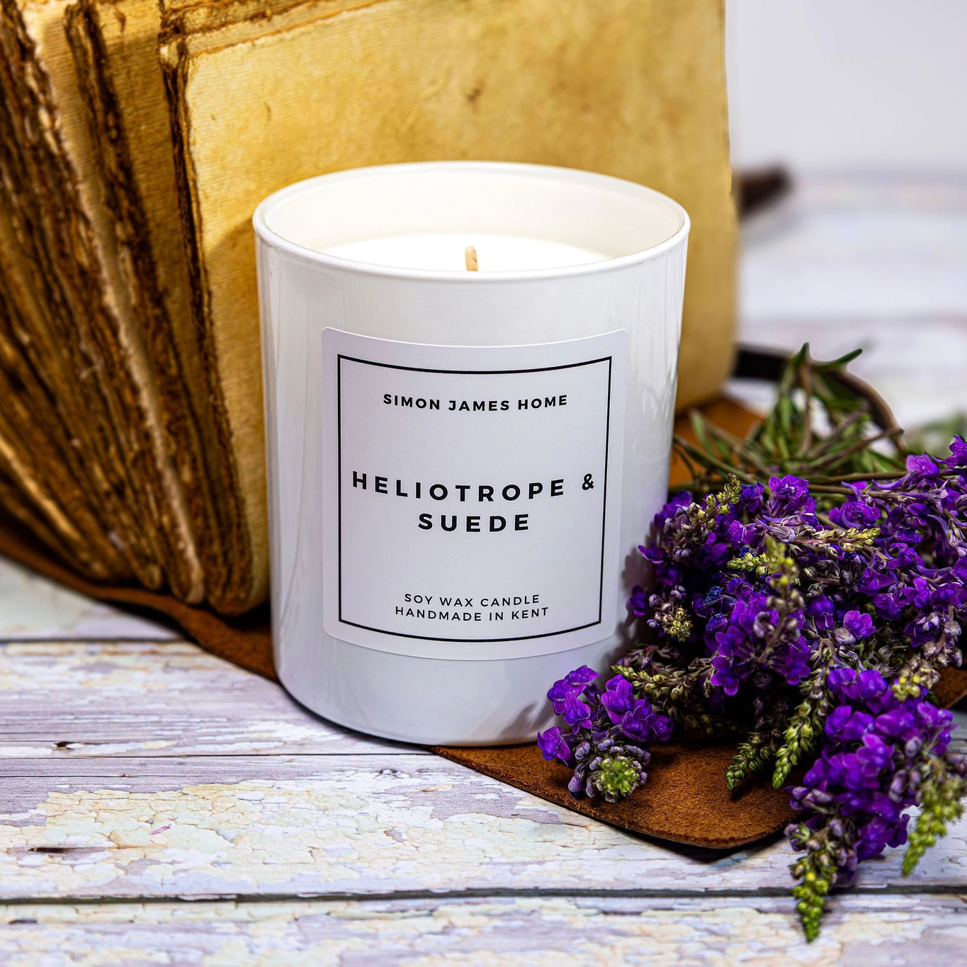 Heliotrope and Suede Handmade Soy Wax Candle