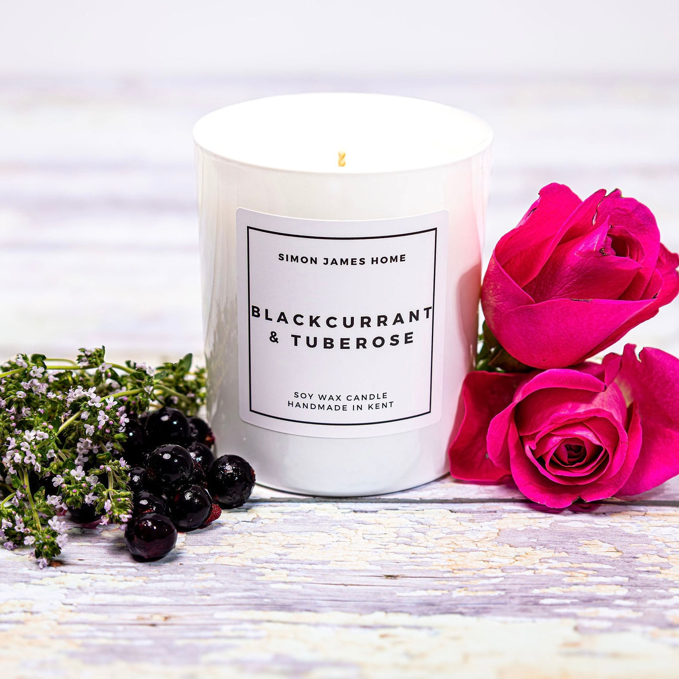 Blackcurrant and Tuberose Handmade Soy Wax Candle