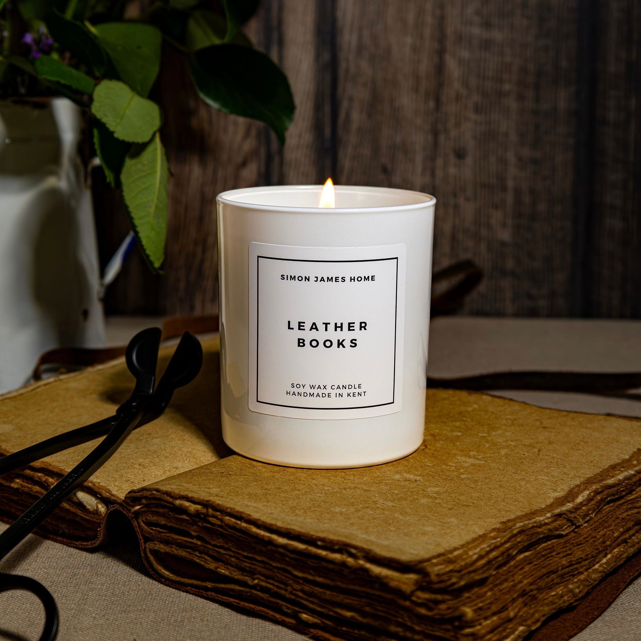 Leather Books Handmade Soy Wax Candle