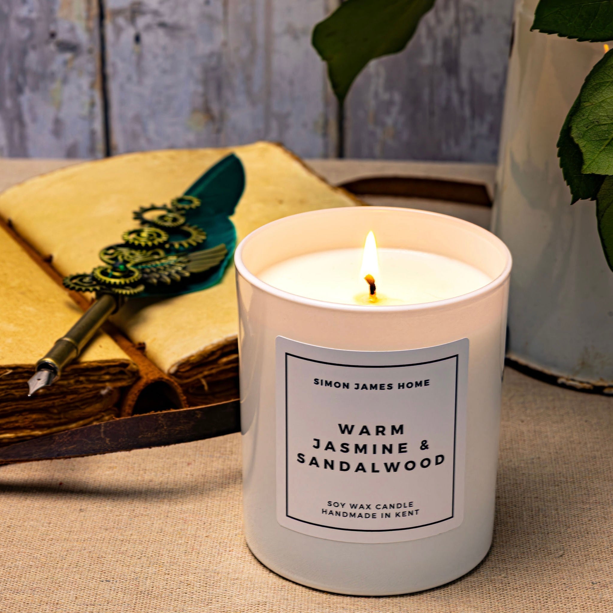 Warm Jasmine and Sandalwood Handmade Soy Wax Candle