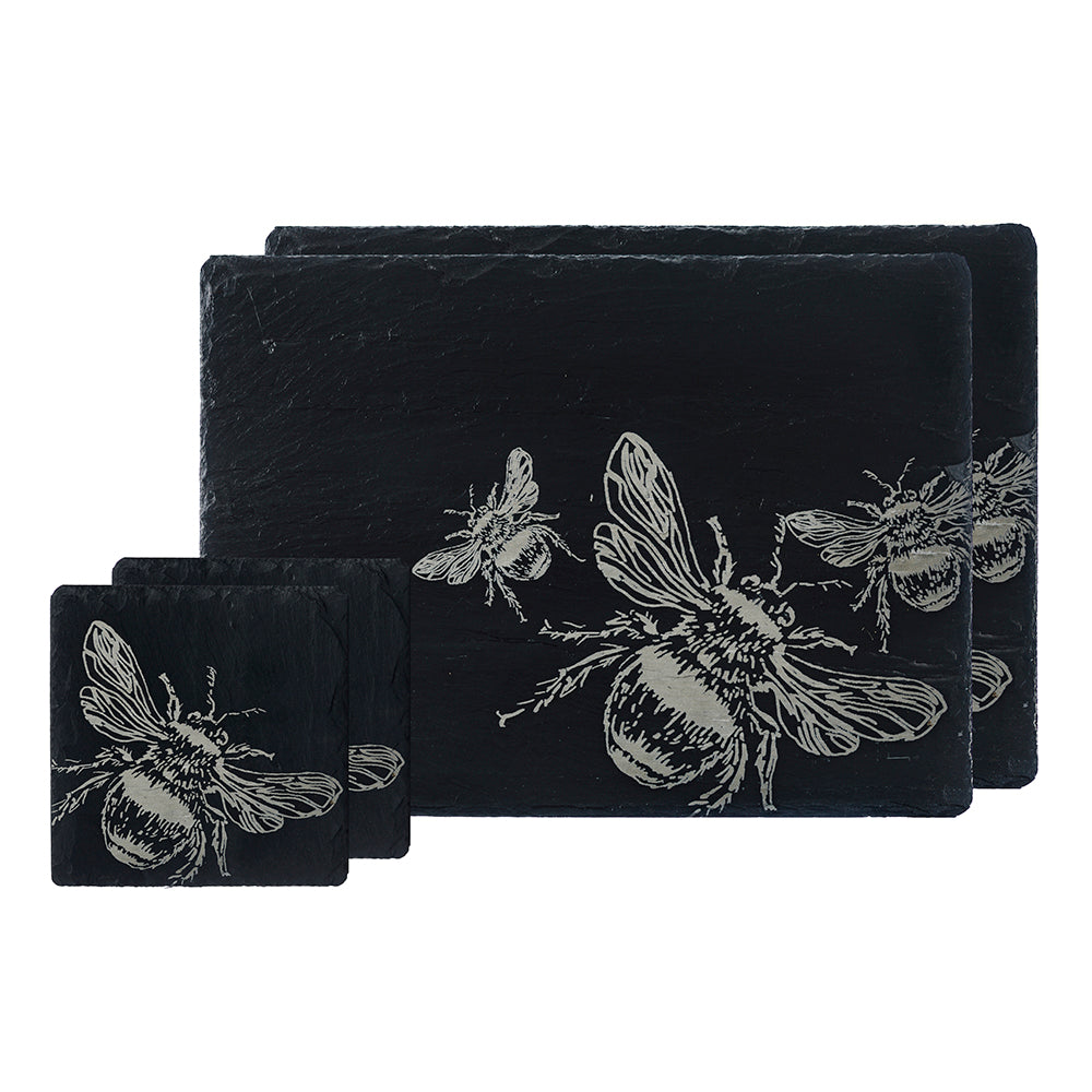 Bee Slate Coaster and Place Mat Set