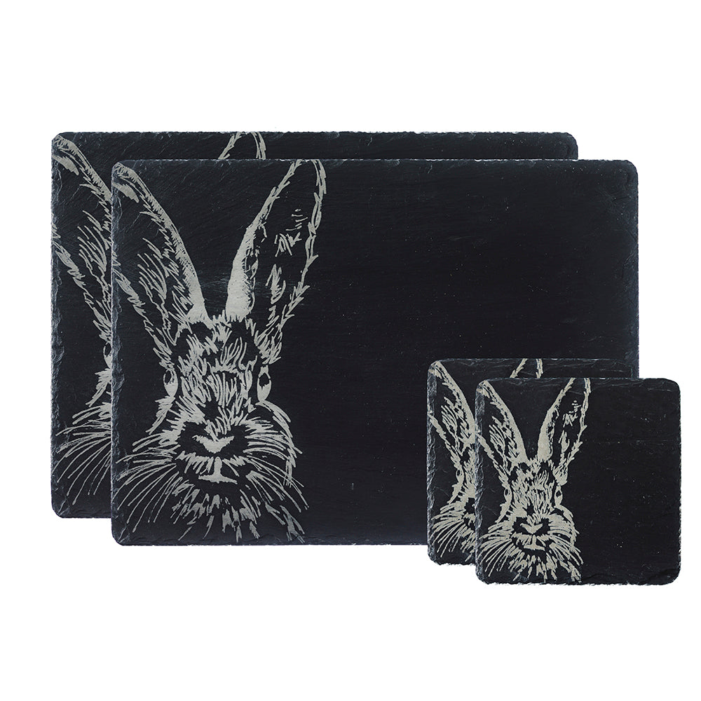 Hare Slate Coaster and Place Mat Set