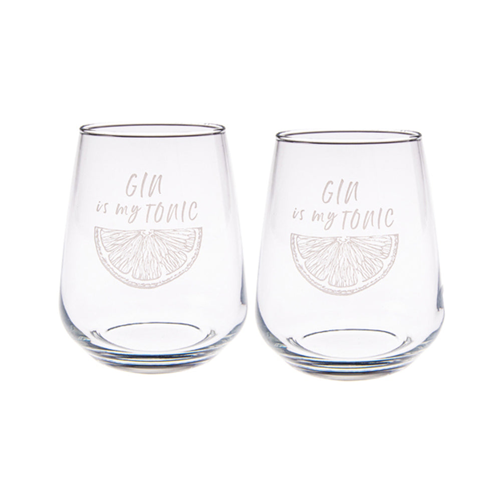 Gin Is My Tonic Stemless Glasses - Set of 2