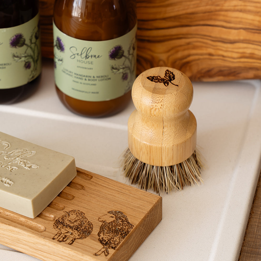 Autumn Acorns Bamboo Pot Brush