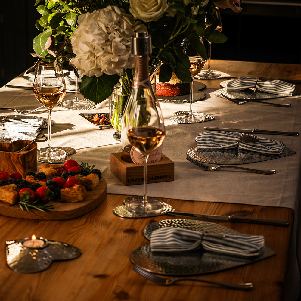 Set of 6 Hand Hammered Hearts Decorations