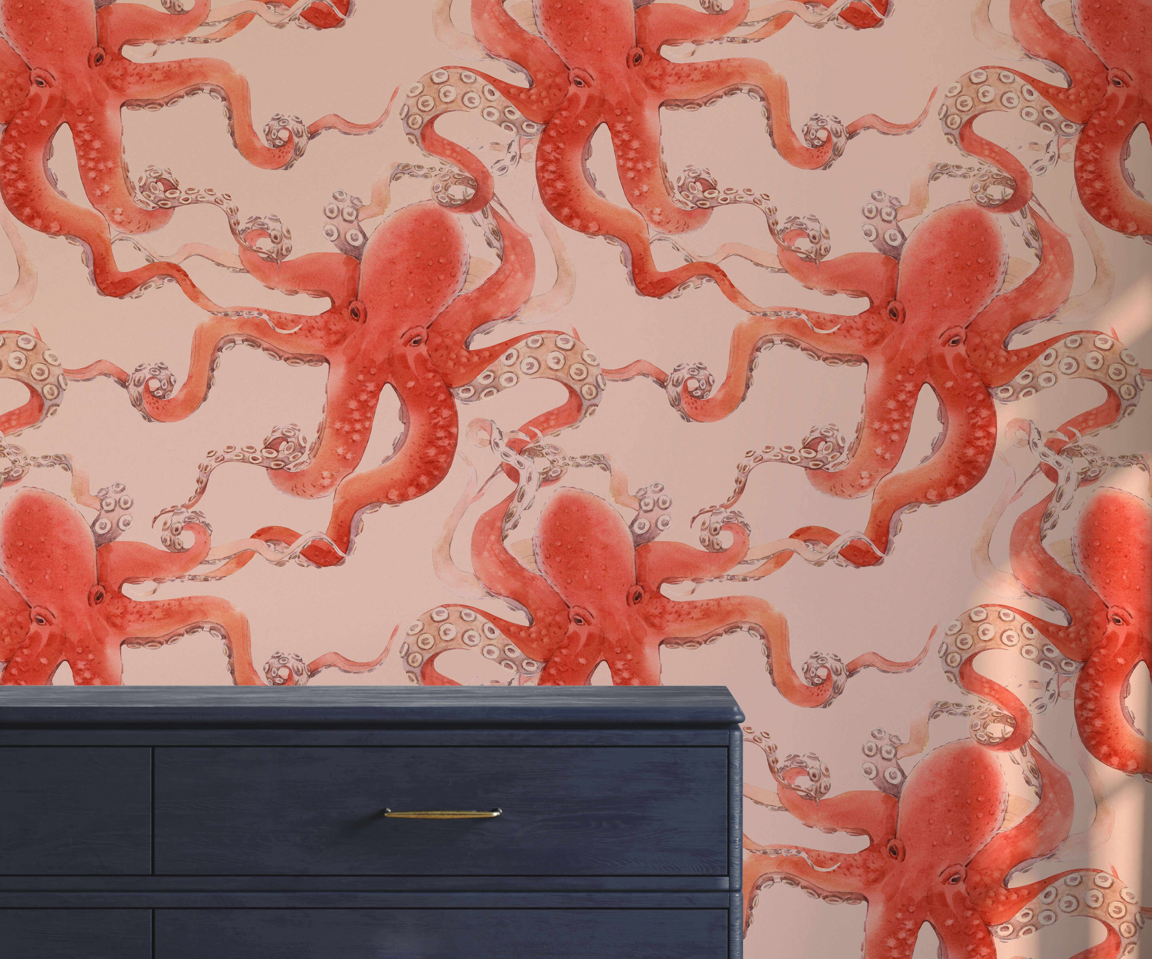 Kos Red Octopus Wallpaper