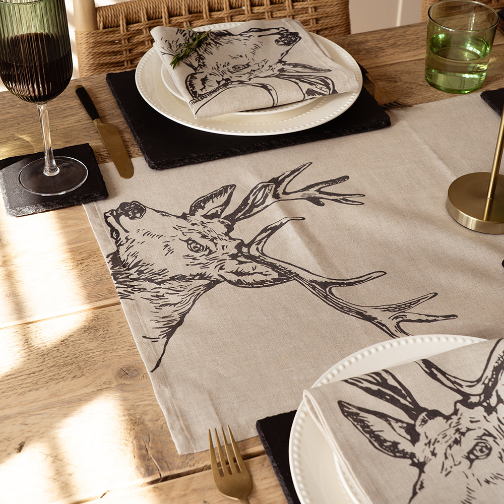 Stag Linen Table Runner