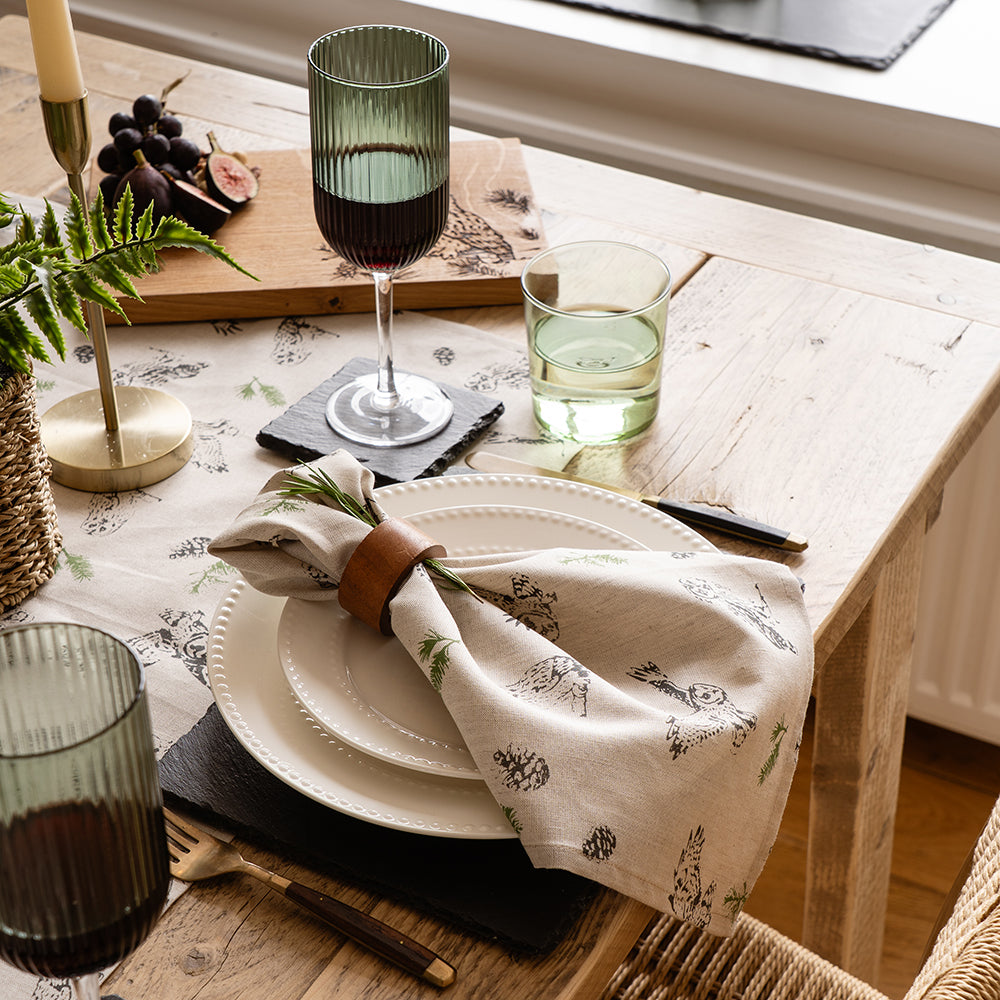 Tawny Owl Repeat Linen Napkins - Set of 2