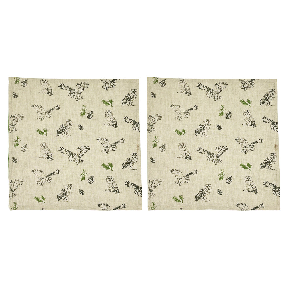 Tawny Owl Repeat Linen Napkins - Set of 2