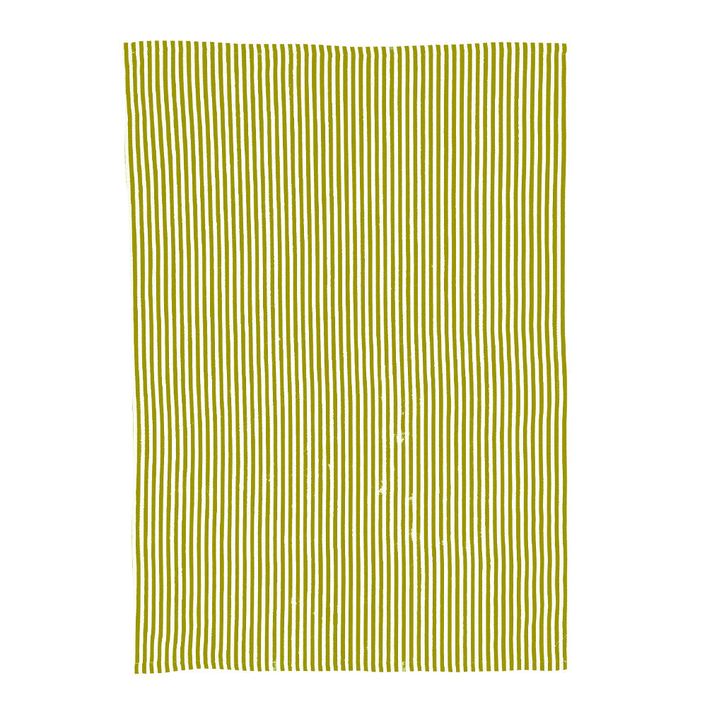 Green Stripe Linen Tea Towel
