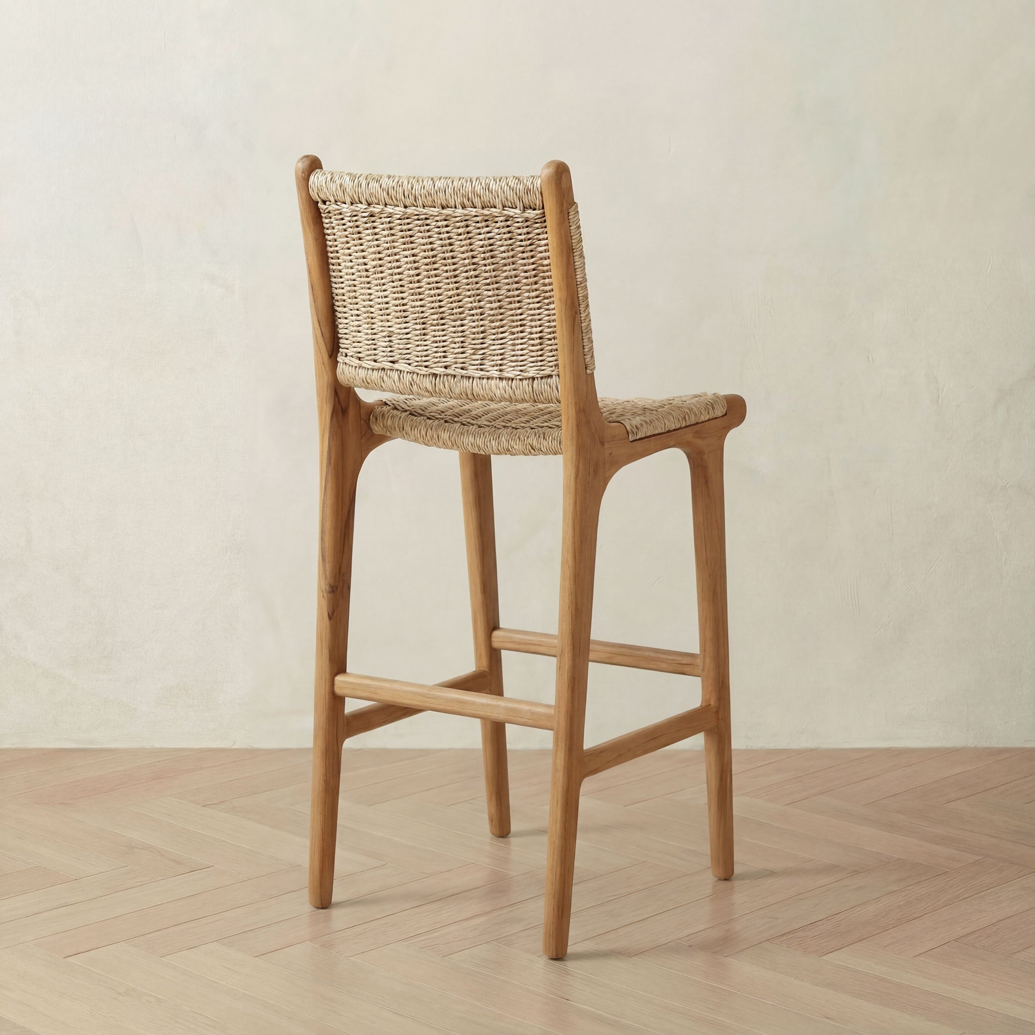 Zara Teak and Rattan Bar Stool