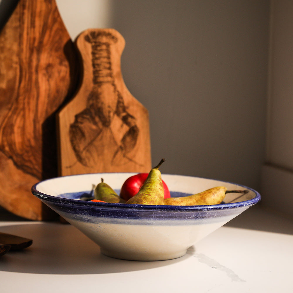 Stripe Large Ceramic Serving Bowl