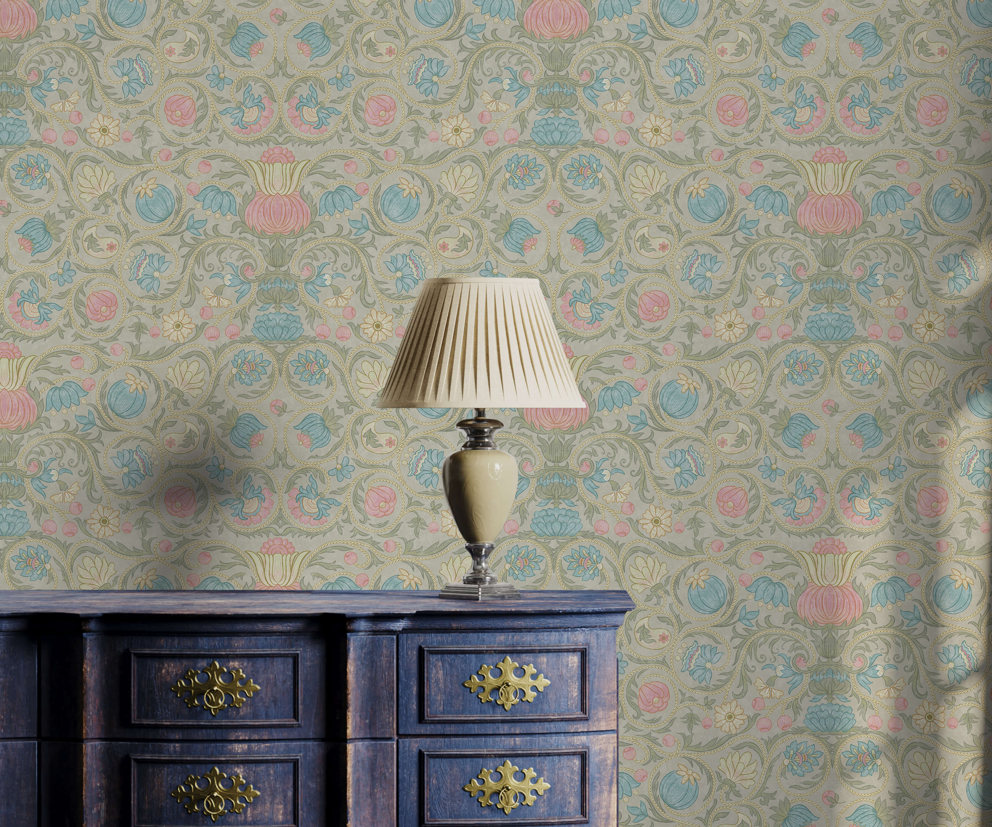 Toulon Heritage Floral Wallpaper