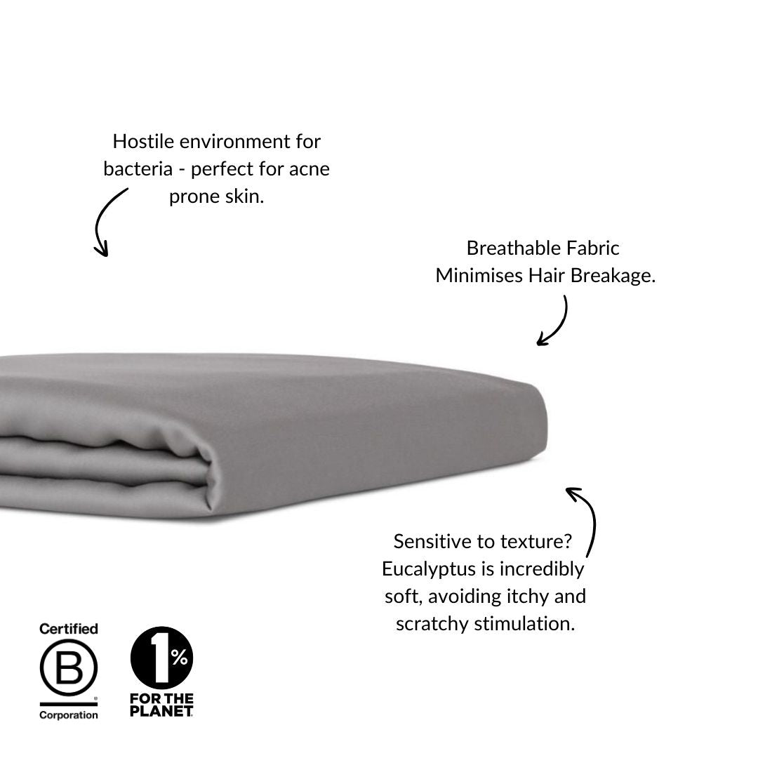 Eucalyptus Silk Fitted Sheet in Grey