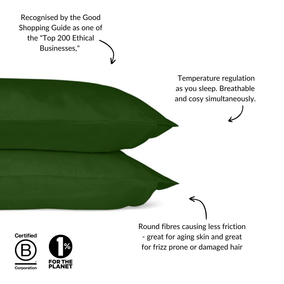 Eucalyptus Silk Pillowcase Pair in Forest Green