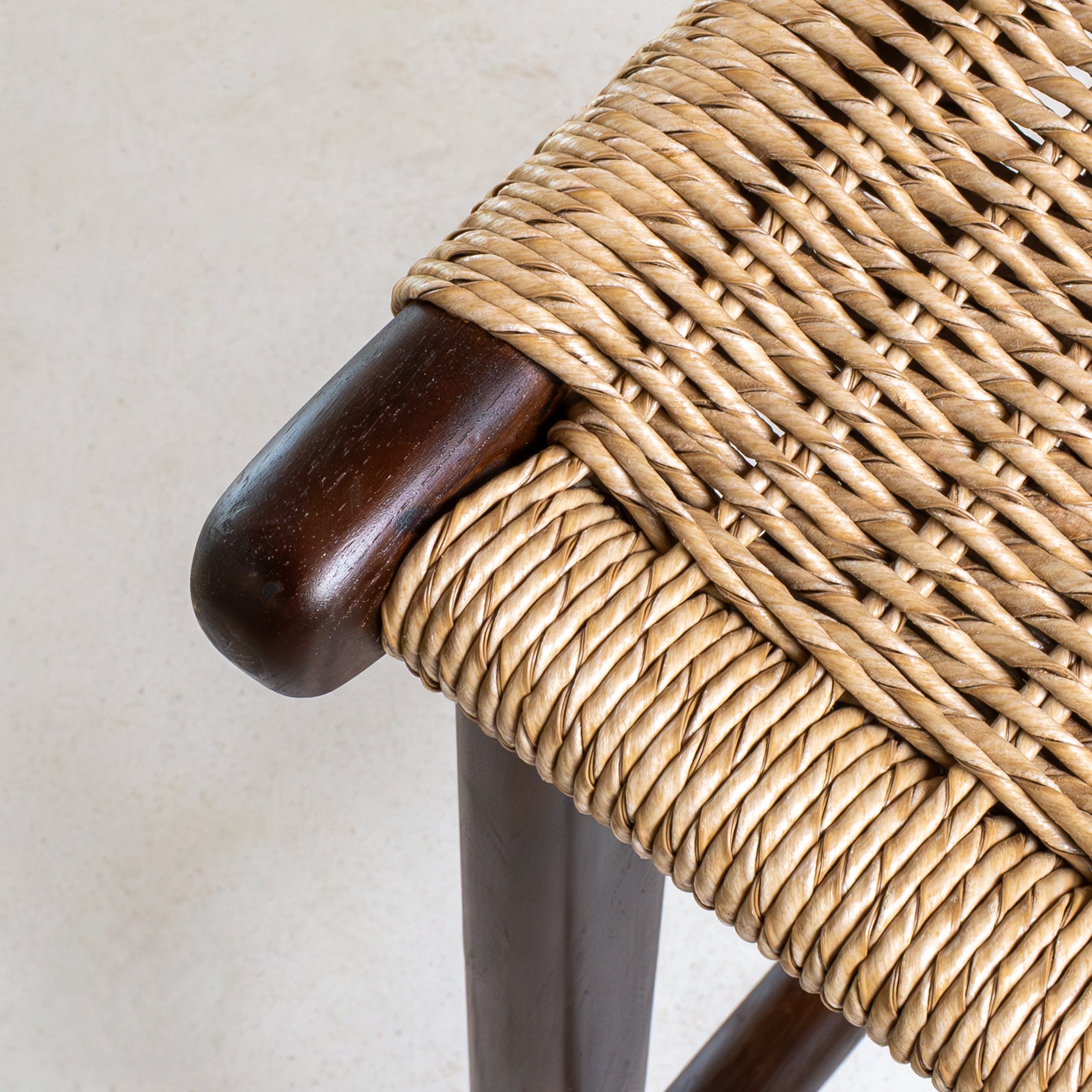 Zara Chocolate Teak and Rattan Bar Stool