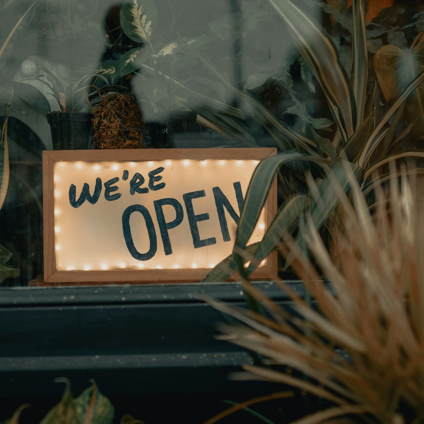 We're open shop sign