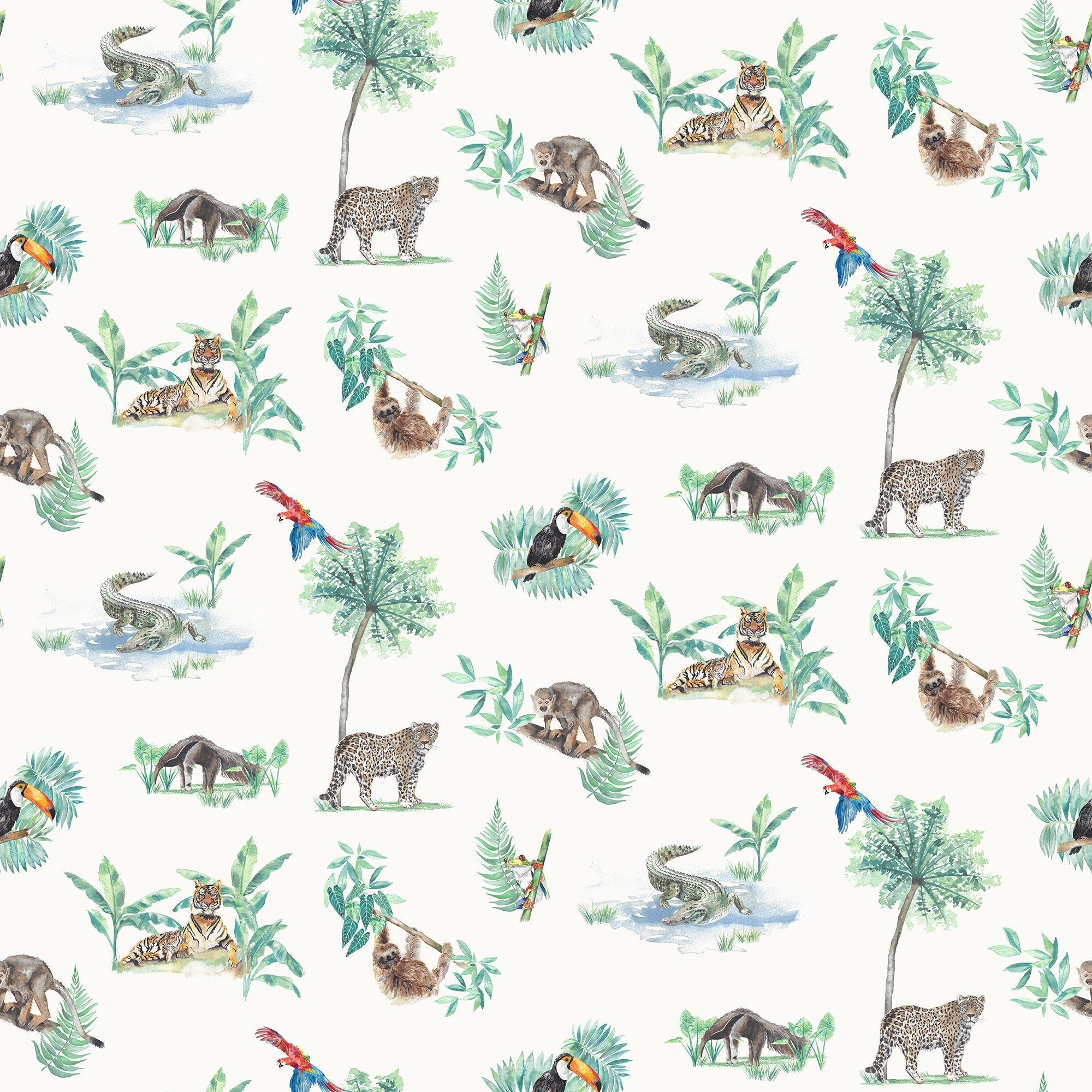 Rainforest Creatures Tropical Children's Wallpaper