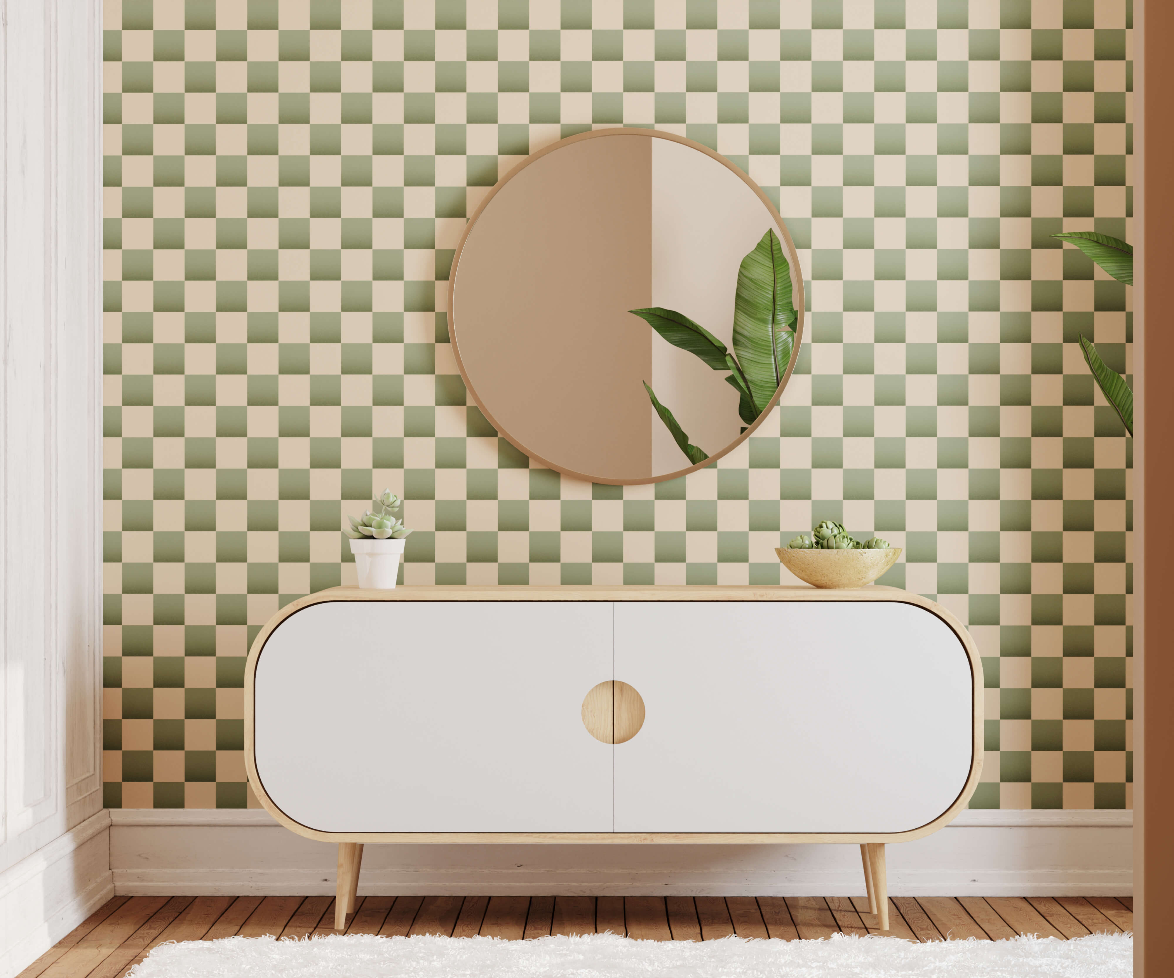 Bakersfield Chequerboard Pattern Wallpaper