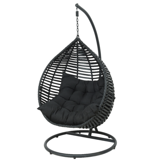 Black Milano Teardrop Egg Chair Indoor Outdoor Hanging Seat