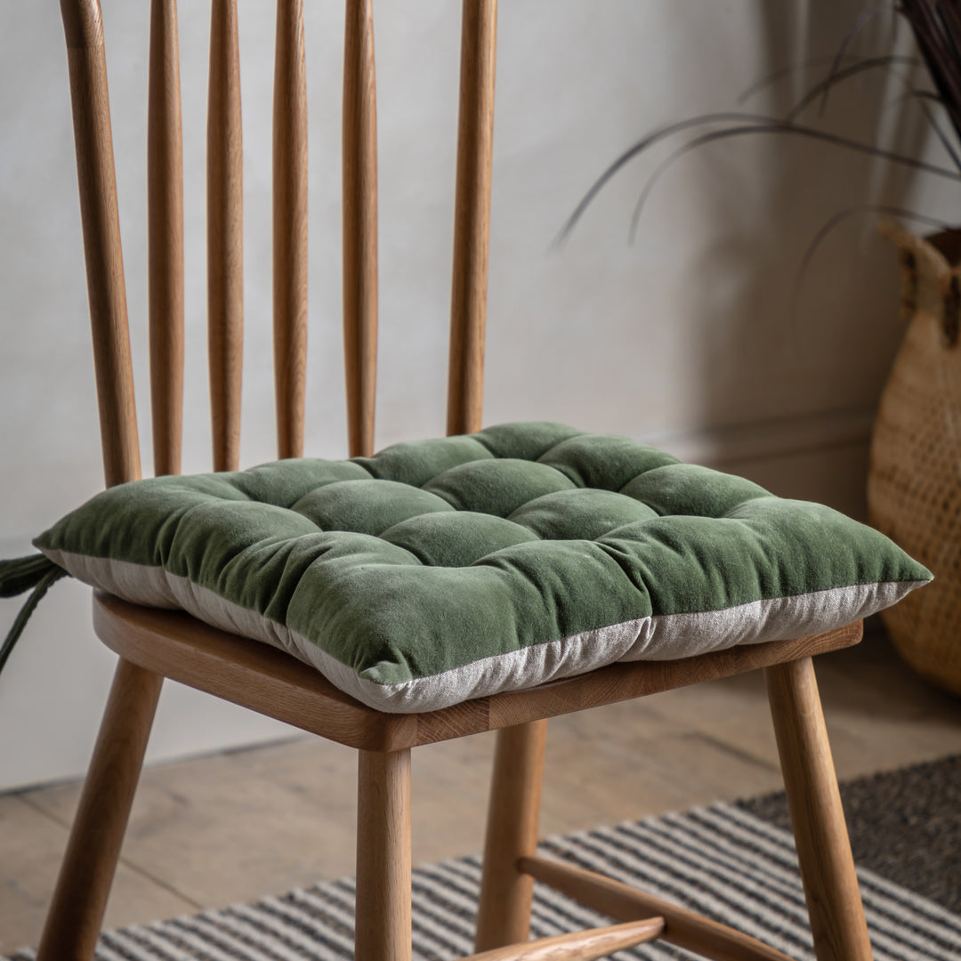 Olive Green Velvet Seat Pad