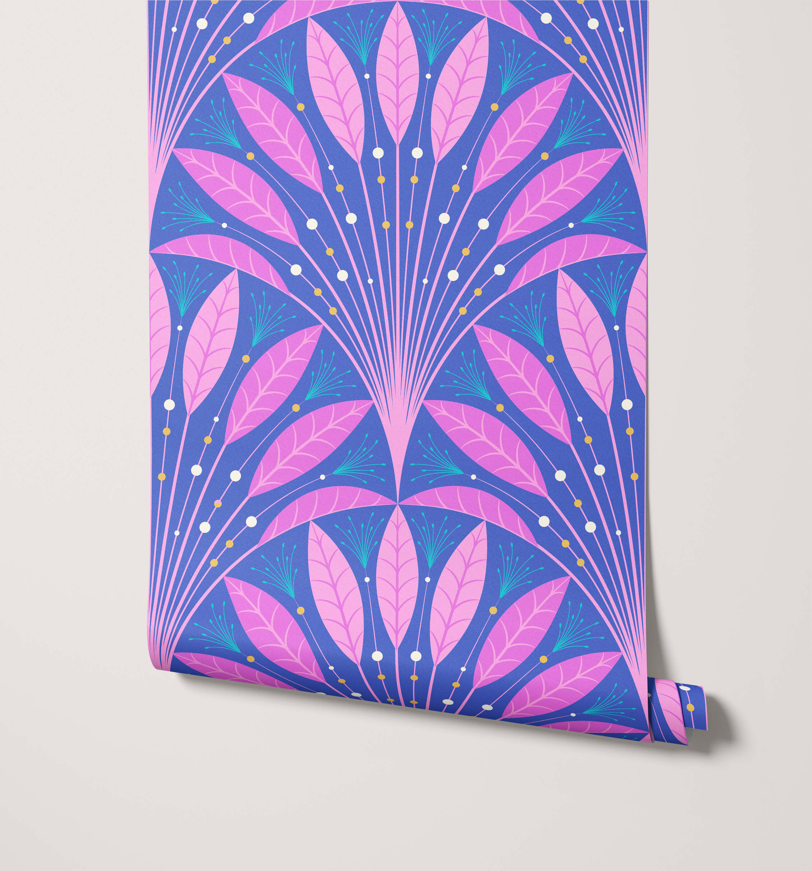 Frond Art Deco Leaf Fan Wallpaper