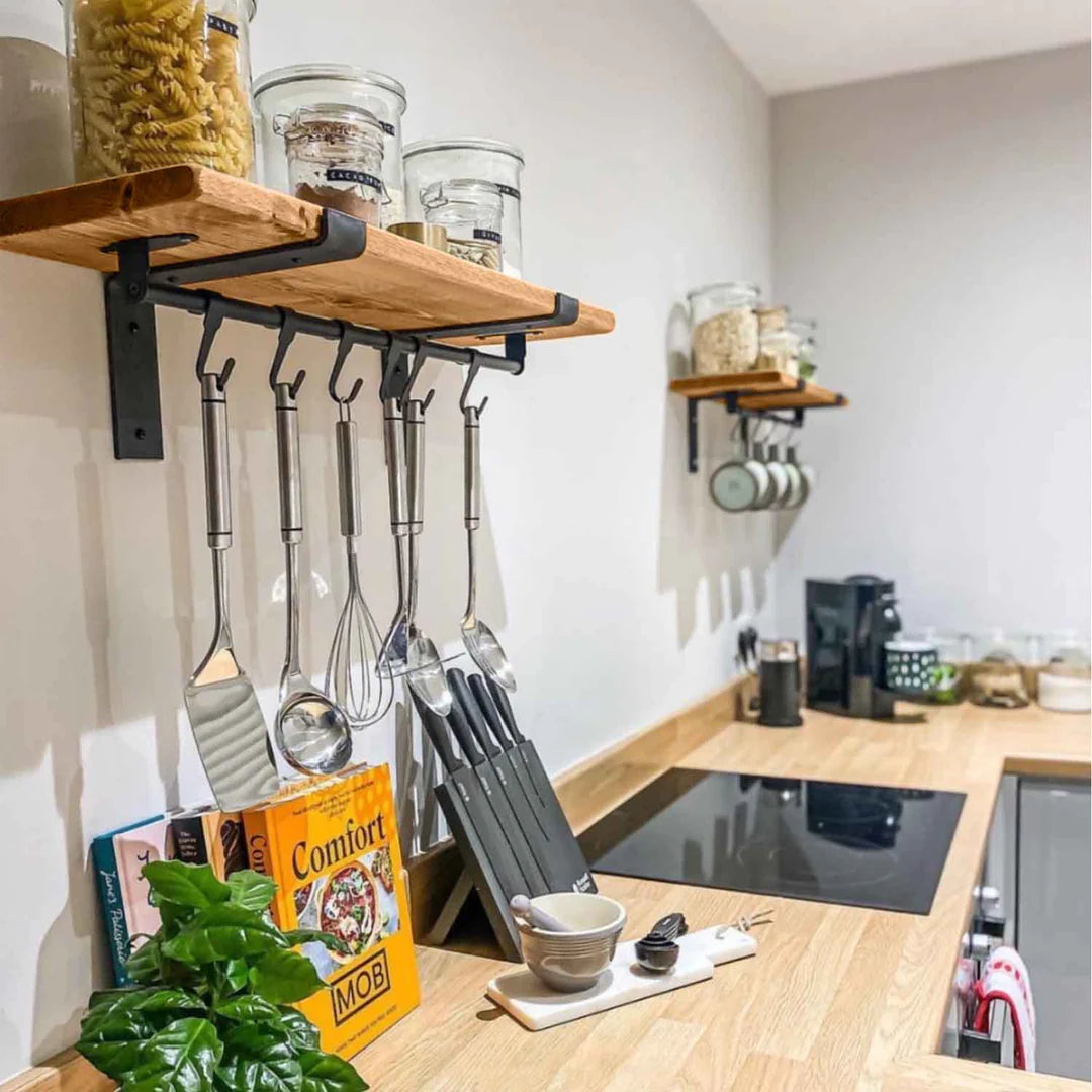 Industrial Wooden Bracketed Shelves