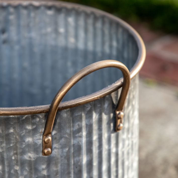 Galvanised grey & gold planter pots