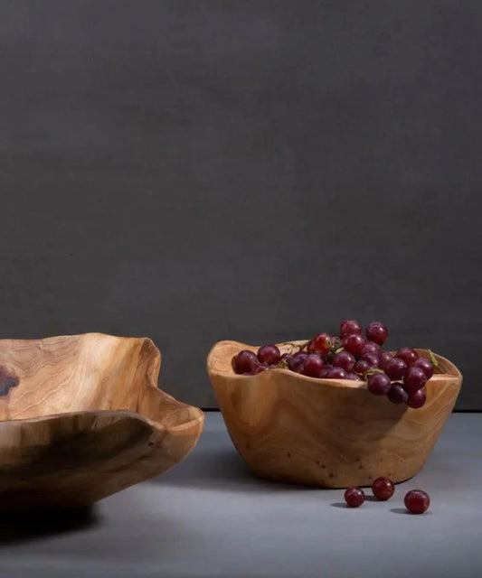 Live Wood Natural Cut Cedar Bowl showcasing its versatility in serving food