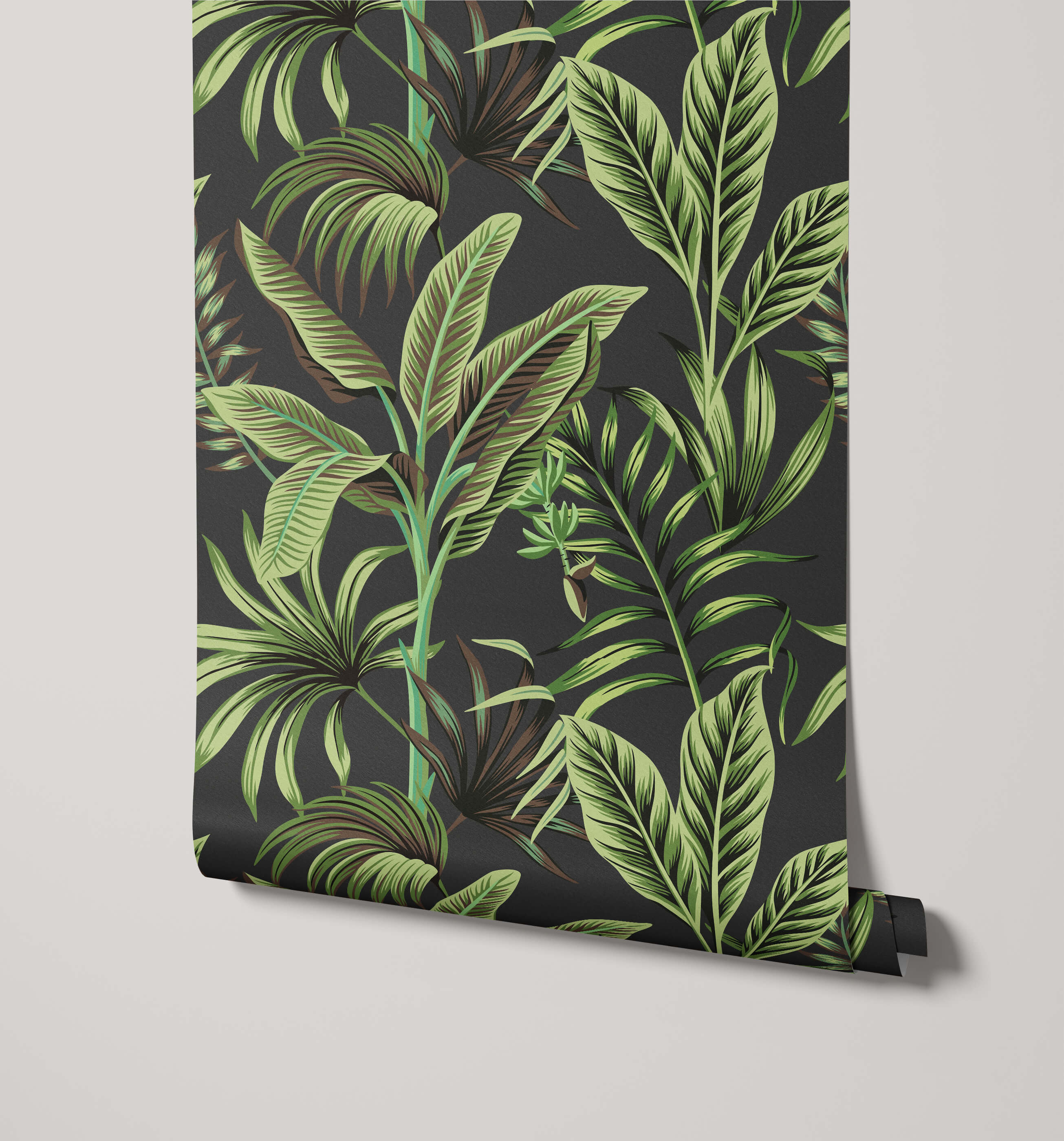 Midnight Bold Tropical Leaf Wallpaper
