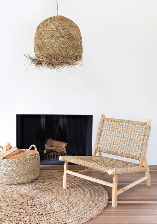 Natural sisal single seat creating a cosy outdoor space
