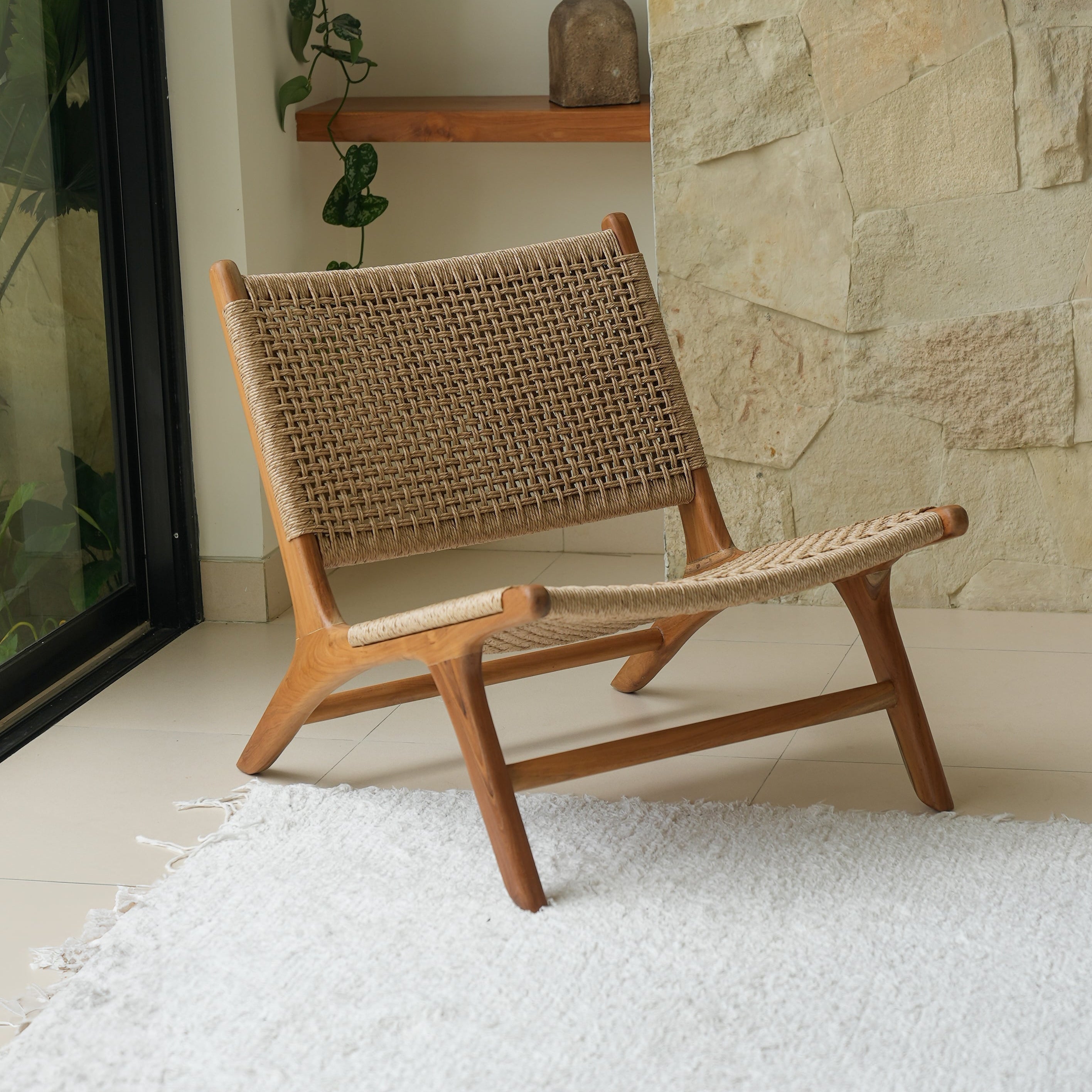 Zara Teak and Rattan Accent Chair