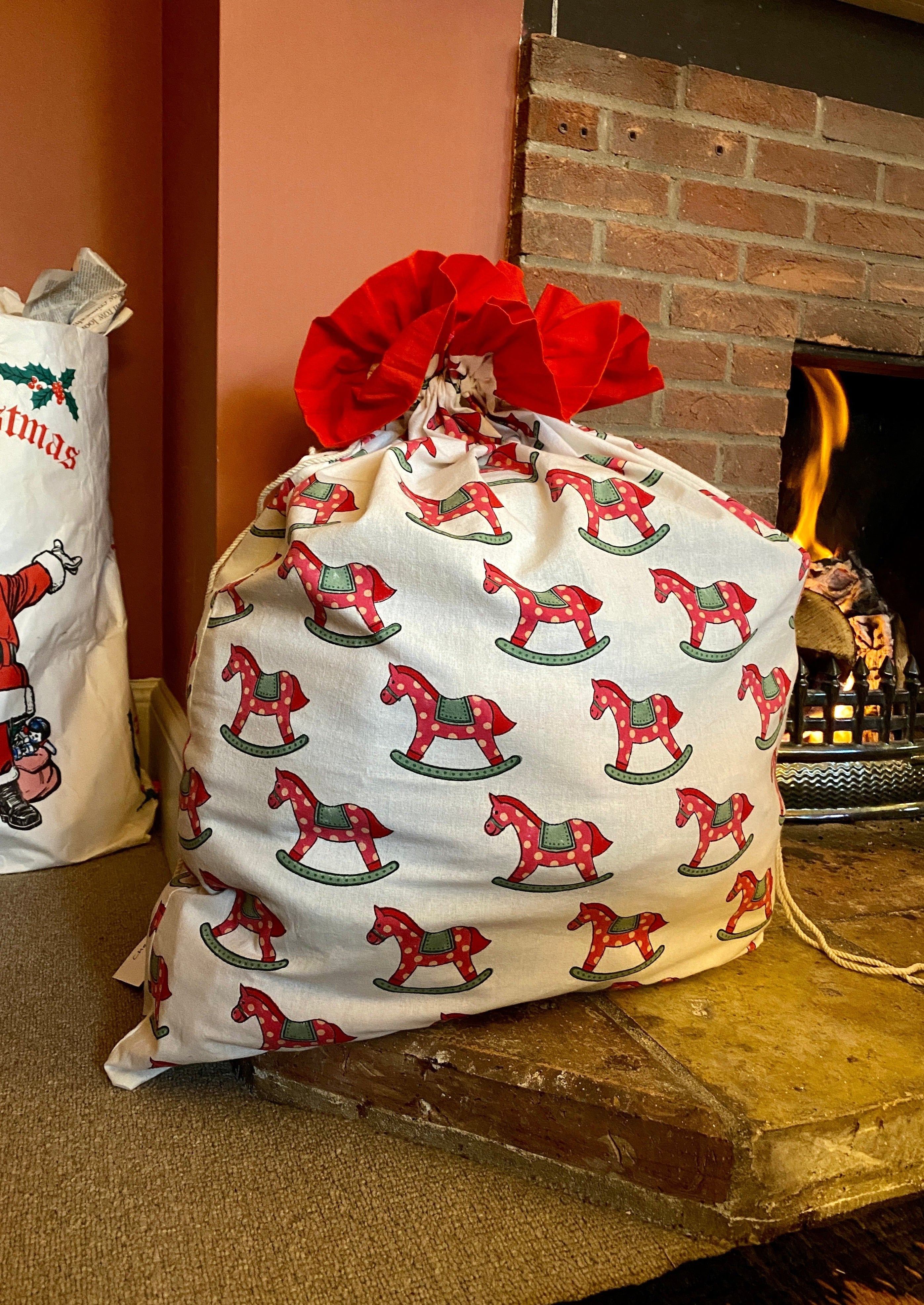 Red Rocking Horse Christmas Sack