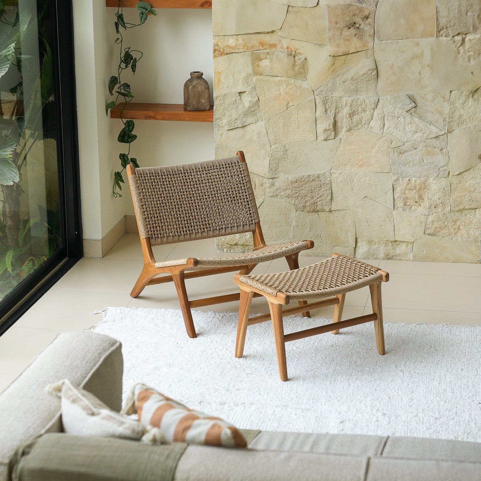 Zara Teak and Rattan Accent Chair