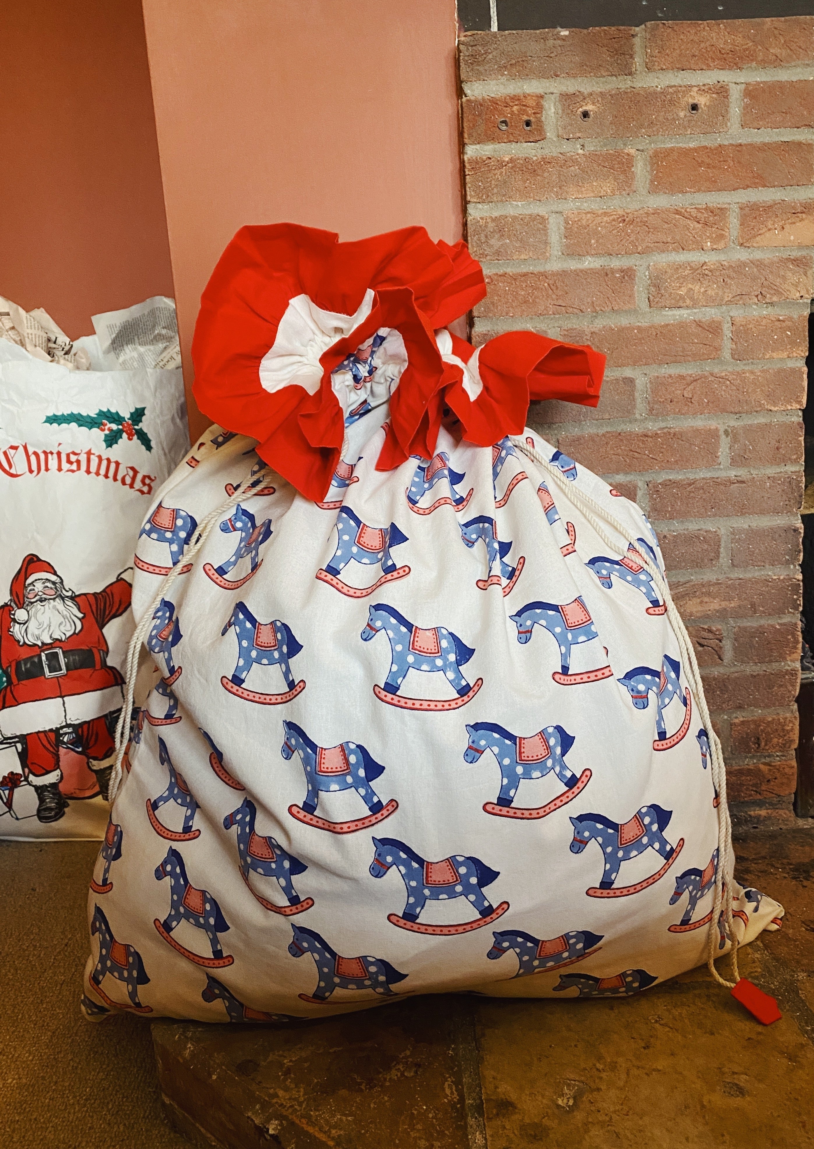 Blue Rocking Horse Christmas Sack