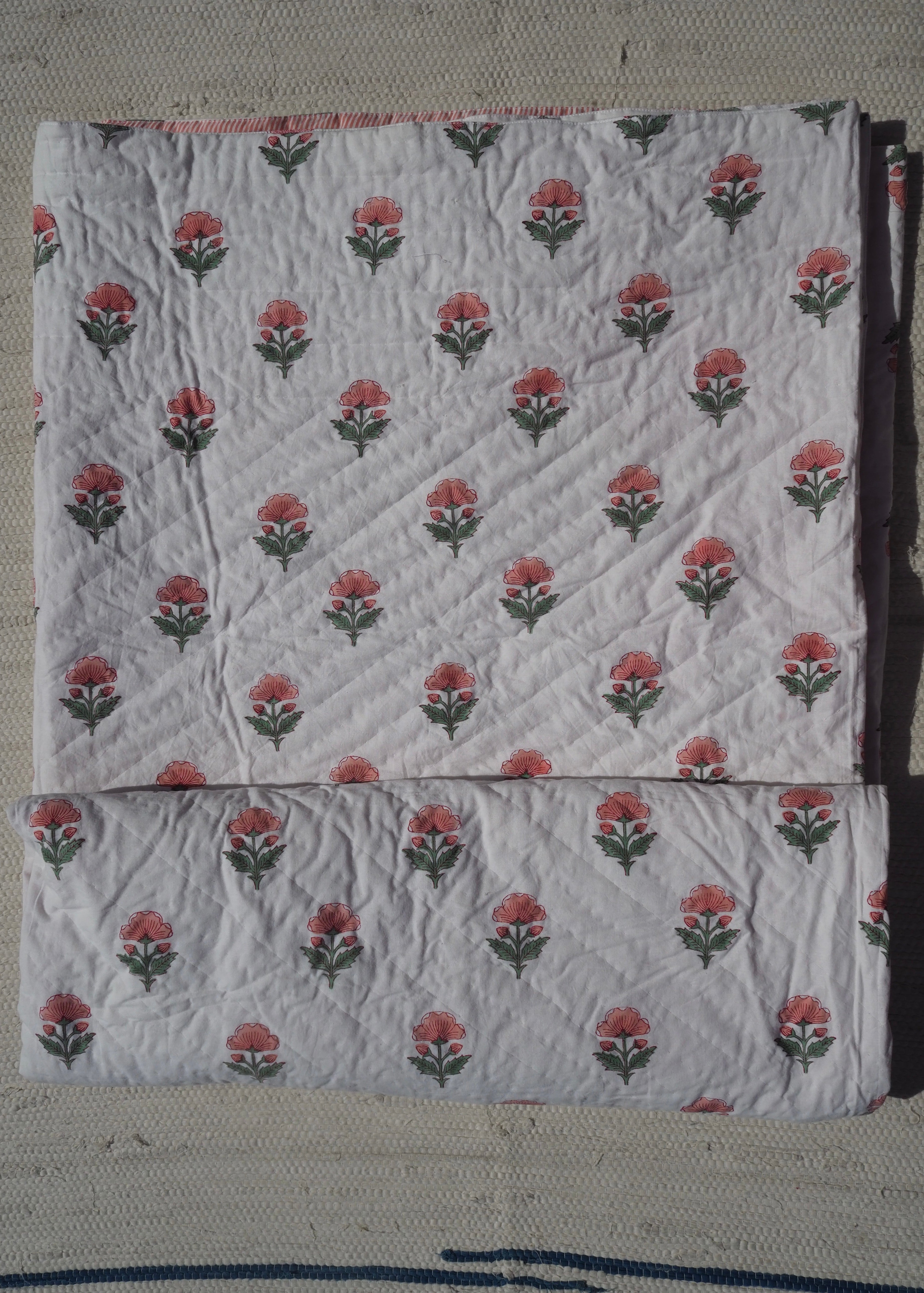 Pink Floral Summer Pique Bed Quilt