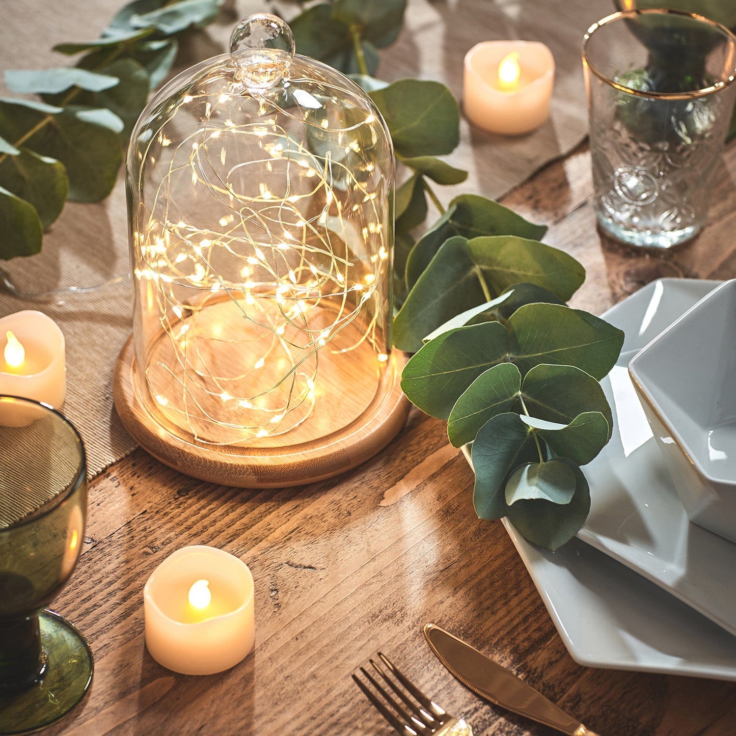 White LED Micro Fairy Lights Wrapped Around Trees and Trellises