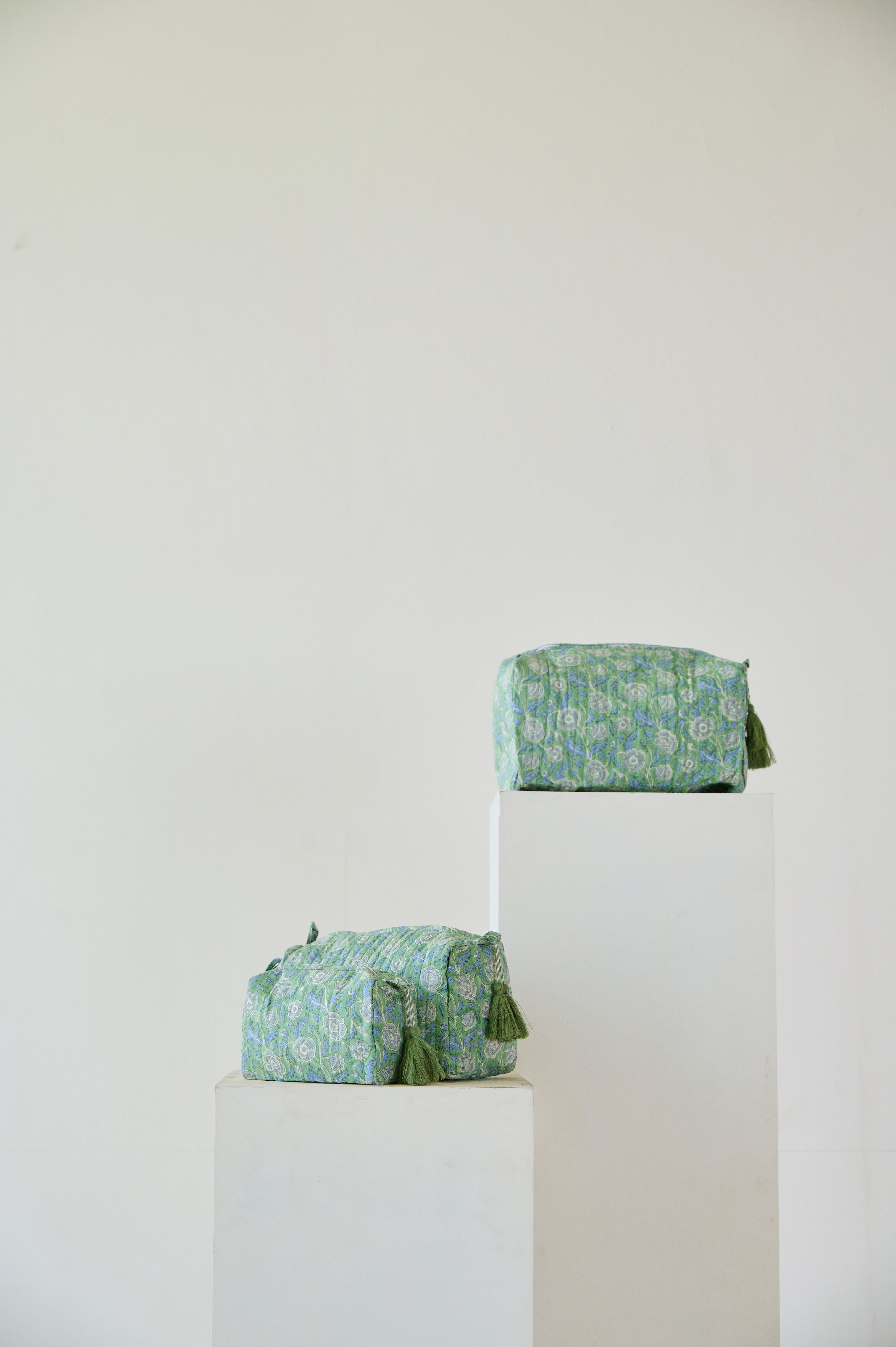Green Floral Organic Cotton Wash Bag