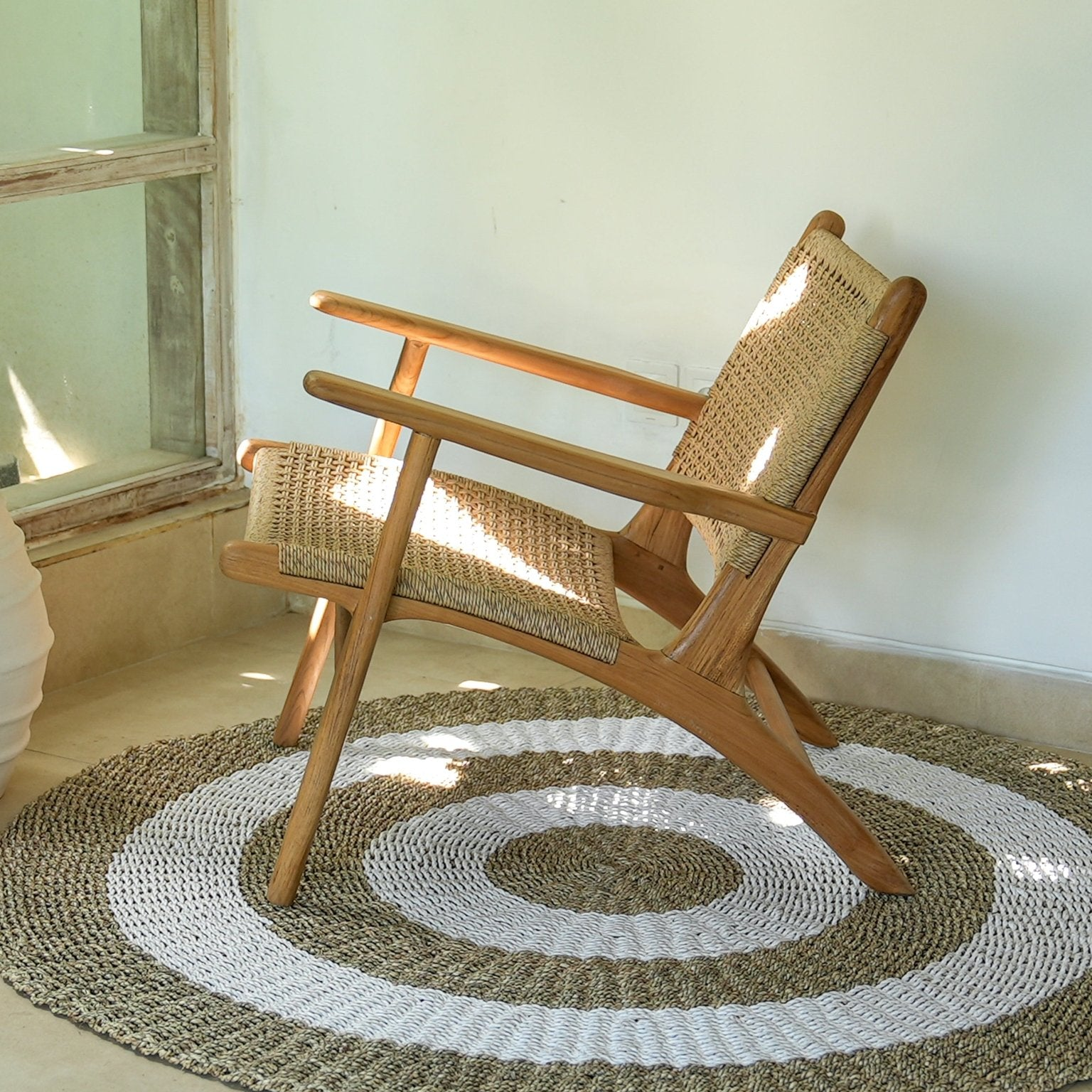 Zara Teak and Rattan Accent Armchair