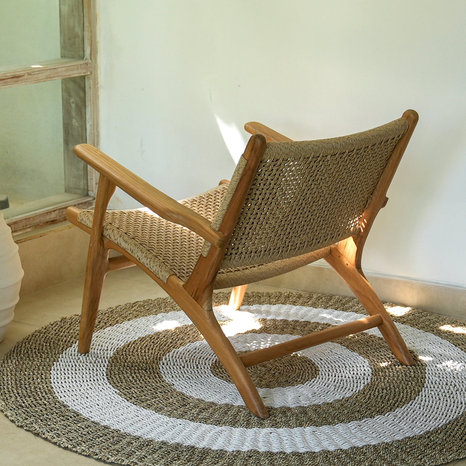 Zara Teak and Rattan Accent Armchair