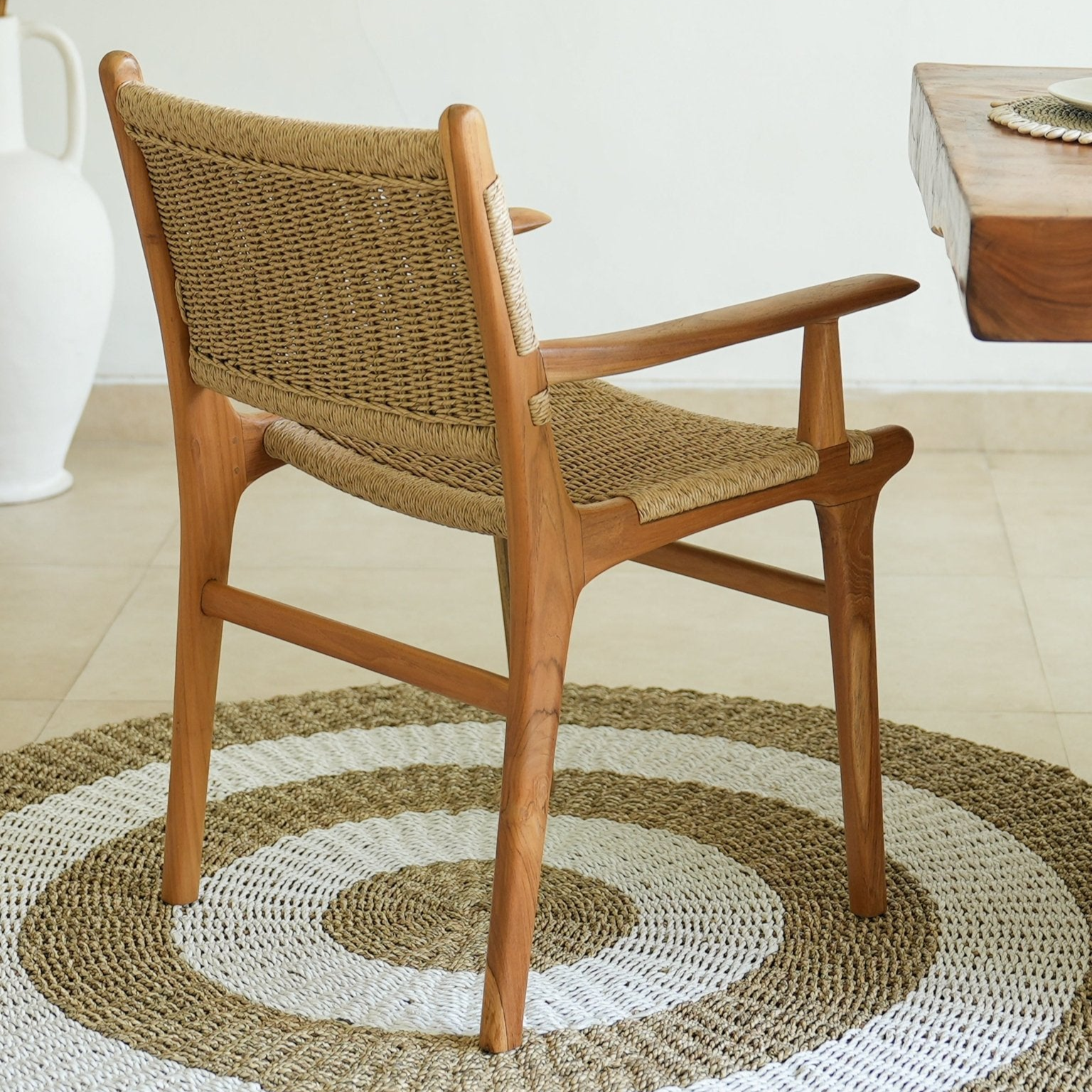 Zara Rattan Dining Chair with Armrest
